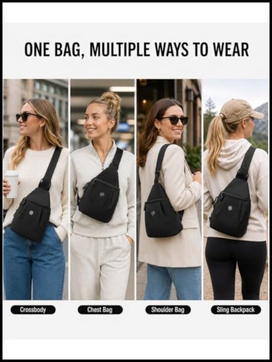 Water-Resistant Sling Backpack Crossbody Chest Bag for Travel Work Gym Students main image 4